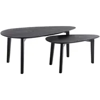 Miliboo Skandinavische Couchtische aus schwarzer Esche (2er-Satz) ARTIK