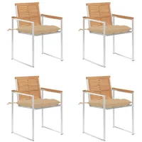 VidaXL Gartenstühle 4 Stk. mit Kissen Massivholz Teak