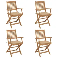 VidaXL Klappbare Gartenstühle 4 Stk. mit Kissen Massivholz Akazie