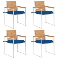 VidaXL Gartenstühle 4 Stk. mit Kissen Massivholz Teak