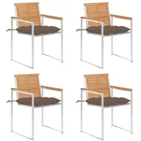 VidaXL Gartenstühle 4 Stk. mit Kissen Massivholz Teak