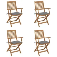 VidaXL Klappbare Gartenstühle 4 Stk. mit Kissen Massivholz Akazie