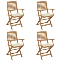 VidaXL Klappbare Gartenstühle 4 Stk. mit Kissen Massivholz Akazie