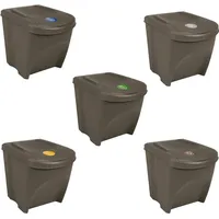 VidaXL Stapelbare Mülleimer 3 Stk. Grau 75 L Polypropylen