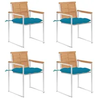 VidaXL Gartenstühle 4 Stk. mit Kissen Massivholz Teak