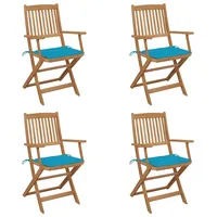 VidaXL Klappbare Gartenstühle 4 Stk. mit Kissen Massivholz Akazie