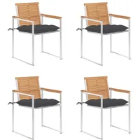 VidaXL Gartenstühle 4 Stk. mit Kissen Massivholz Teak