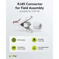 Goobay 65942 CAT6 RJ45 Stecker/feldkonfektionierbarer Netzwerkstecker 10 Gbits/werkzeuglose Montage/CAT
