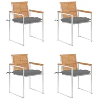 VidaXL Gartenstühle 4 Stk. mit Kissen Massivholz Teak