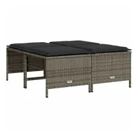 VidaXL Gartenhocker mit Kissen 4 Stk. Grau Poly Rattan