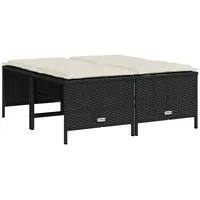 VidaXL Gartenhocker mit Kissen 4 Stk. Schwarz Poly Rattan