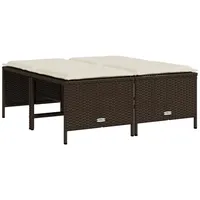VidaXL Gartenhocker mit Kissen 4 Stk. Braun Poly Rattan