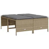 VidaXL Gartenhocker mit Kissen 4 Stk. Beige Poly Rattan