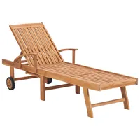VidaXL Sonnenliege mit Auflage Taupe Massivholz Teak