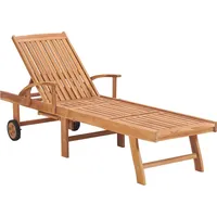 VidaXL Sonnenliege mit Auflage Rot Massivholz Teak