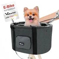 Valkental Fahrradkorb für Hunde klein grau  Lenkerkorb mit