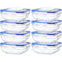 GRIZZLY Kunststoff Frischhaltedosen Set, 8x Vorratsdosen mit Deckel, flach,