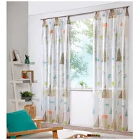 Heimtexland ® Vorhang Kindergardine Skandi Leinen Optik Natur Bunt