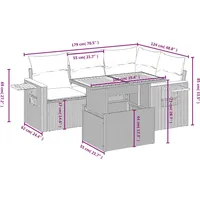 VidaXL 5-tlg. Garten-Sofagarnitur mit Kissen Grau Poly Rattan