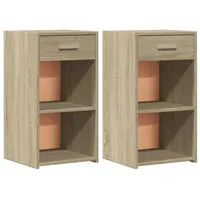 VidaXL Nachttische 2 Stk. Sonoma-Eiche 35x34x65 cm Holzwerkstoff