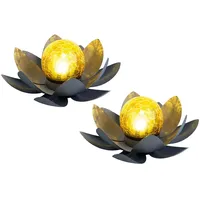 GLOBO 2er Set LED Solar Außen Lampen Lotus Blumen