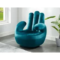 Vente-unique Fingersessel drehbar - Samt - Grünblau - CATCHY