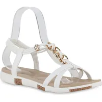Stiefelparadies Damen Riemchensandalen in Weiss