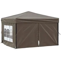VidaXL Partyzelt Faltbar mit Seitenwänden Taupe 3 x 3
