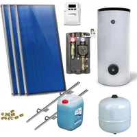 Sunex Flachkollektoren Warmwasser Solarpaket 3 Kollektoren Speicher Flachkollektor