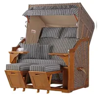 Mr. Deko Strandkorb Komplettset Schleswig Pinie Zweisitzer PE mokka