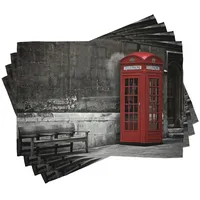 ABAKUHAUS London Platzmatten, Berühmte Stadt Zeichen, Waschbare Stoff Esszimmer