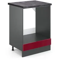 Vicco Herdumbauschrank R-Line Bordeaux Hochglanz/Anthrazit 60 cm AP Anthrazit