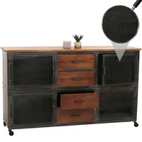 Mendler Sideboard HWC-N28, Kommode, Rollen 4 Schubladen, 3D-Struktur Industrial