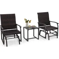 Costway 3-tlg. Gartenmöbel Set mit gepolstertem Sitz, Rattan Balkonset
