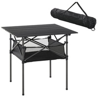Outsunny Campingtisch aus Aluminium, leicht, tragbar mit Netztasche Schwarz,