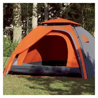 VidaXL Kuppel-Campingzelt 4 Personen Grau und Orange Quick Release