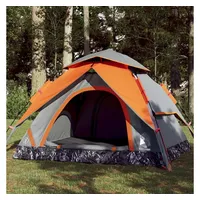 VidaXL Kuppel-Campingzelt 3 Personen Grau und Orange Quick Release