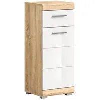 Möbelando Hochschrank >Lambada< in Sonoma Eiche hell/weiß - 37x88x31cm