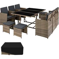 Tectake tectake® Rattan Sitzgruppe, für 6 bis 10 Personen,