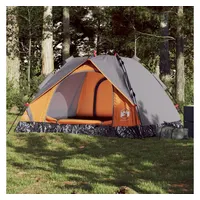 VidaXL Kuppel-Campingzelt 3 Personen Grau und Orange Quick Release