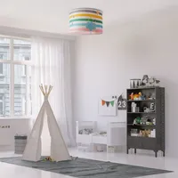 Paco Home Kinder Pendelleuchte Kinderzimmer Stoffschirm Rund Bunt Baby