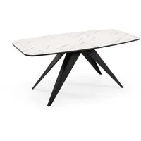 Feldmann-Wohnen Esstisch, Weiß, Schiefer, Holz, Rechteckig,Rechteckig, Stativgestell, 180x76x90 cm,