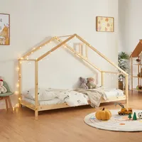 [en.casa] Kinderbett, Siuntio 90x200cm Kiefernholz Natur - Naturbelassen
