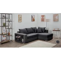 Collection AB Ecksofa »John L-Form«, Regalarmlehne,Bettfunktion,Bettkasten,Ottomane beiseitig montierbar, grau