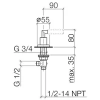 Dornbracht Seitenventil Tara Classic 20000881-06 1/2, linksschließend, platin matt