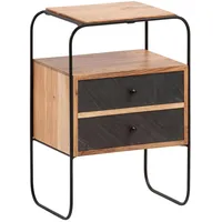 Wohnling Mid.you Nachtschrank, Braun, Holz, Kunststoff, Akazie, massiv, 2
