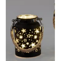Formano LED Windlicht 12 cm mit goldenen Sternen