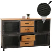 Mendler Sideboard HWC-N28, Kommode, Rollen 4 Schubladen, 3D-Struktur Industrial