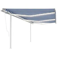 VidaXL Markise Manuell Einziehbar mit LED 6x3 m Blau