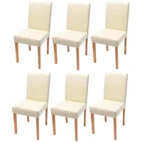Mendler 6er-Set Esszimmerstuhl Stuhl Küchenstuhl Littau Leder, creme, helle